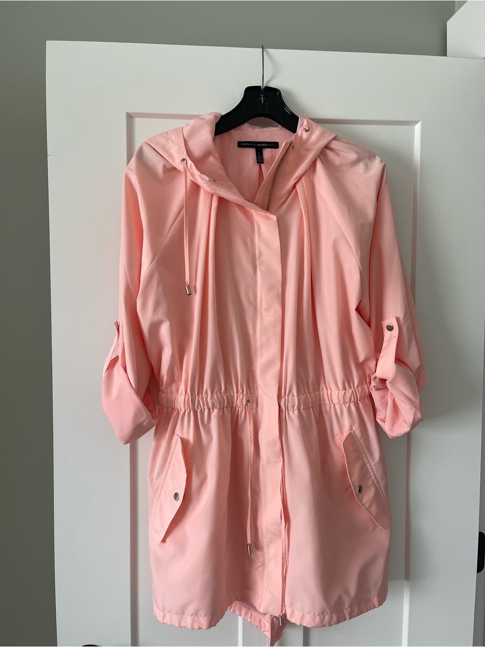White House Black Market Pink Hooded Utility Jacket